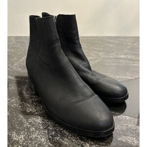 Eileen Fisher Boots Size 8.5 Knitted Chelsea Ankle Stacked Heel Leather Black